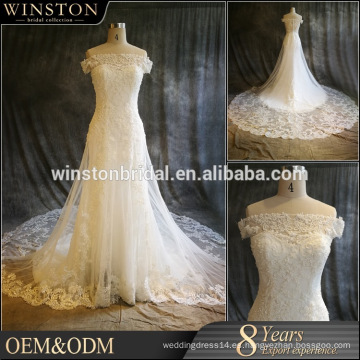 Vestido de novia blanco y dorado de los fabricantes OEM